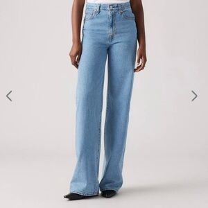 Classic Blue Levi’s Ribcage Wide Leg Denim Jeans